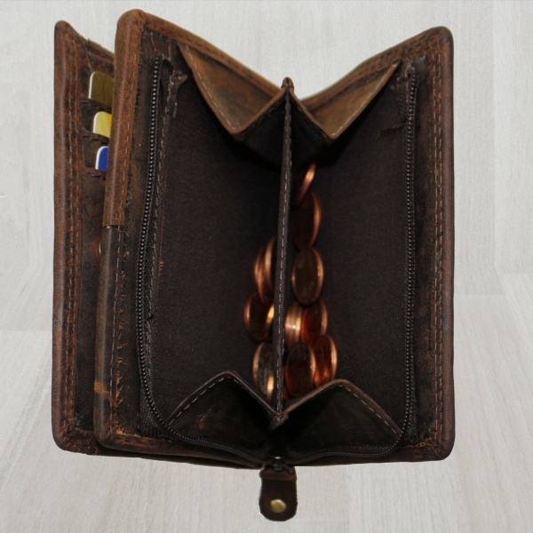 flevado Geldbörse Unisex Damen Herren Echt Leder RFID Schutz Dunkelbraun